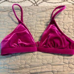 Velvet Fuchsia Triangle Bikini Top